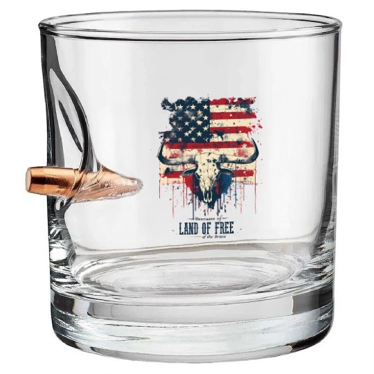 Land of the free because of the brave , 4 July Bullet Whiskey Glasses