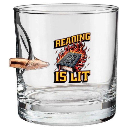 Literature Teacher Reading Is Lit Educator Bookish Bullet Whiskey Glasses