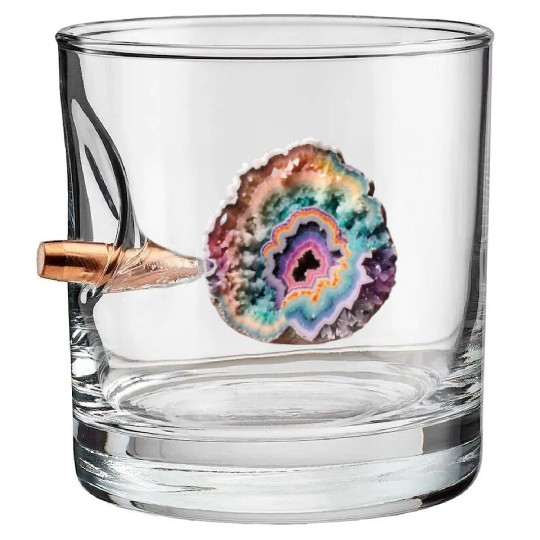 Fantasy Pastel Rainbow Geo Stone Crystal Bullet Whiskey Glasses