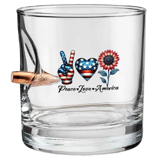 Peace Love America Bullet Whiskey Glasses