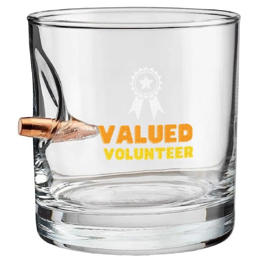 Volunteer Appreciation Ribbon Bullet Whiskey Glasses