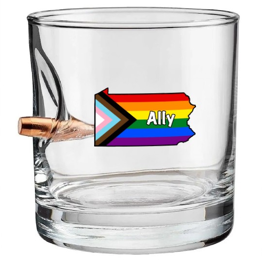 Pennsylvania Pride Ally Progress Flag Bullet Whiskey Glasses