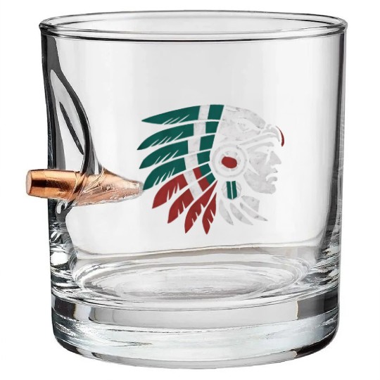Aztec Warrior Indigenous Mexican Aztec Jaguar Bullet Whiskey Glasses