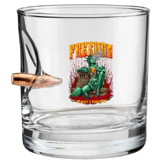 statue of liberty smoking #1 Bullet Whiskey Glasses