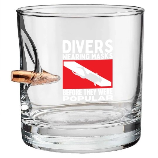 Scuba Diving Mask Pun Funny Scuba Diver Bullet Whiskey Glasses