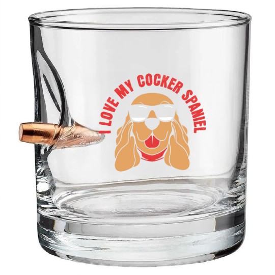 Dog Dad Pet Lover Cocker Spaniel Dog With Glasses Bullet Whiskey Glasses