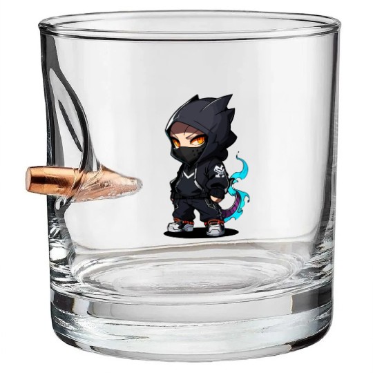 Chibi Dragon Ninja Character Bullet Whiskey Glasses