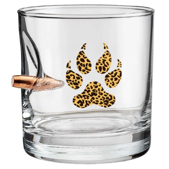 Leopard Paw Funny Jaguar Animal Lover Pawprint Pun Bullet Whiskey Glasses