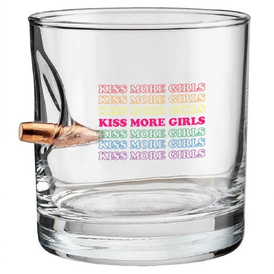 Kiss More Girls - Lesbian Bisexual LGBTQ Pride Mon Bullet Whiskey Glasses