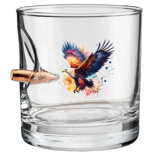 Wedge-tailed Eagle in Flight Bullet Whiskey Glasses