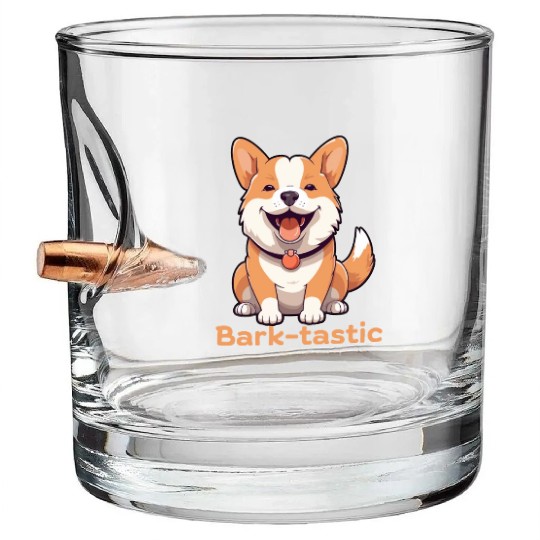 Cute shiba inu puppy dog with funny Bark-tastic te Bullet Whiskey Glasses