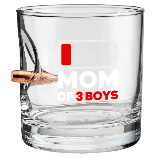 Tired Mom Of 3 Boys Low Battery Bullet Whiskey Glasses
