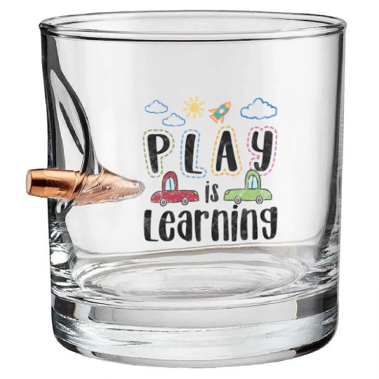 Play is learning preschool teacher for women kids Bullet Whiskey Glasses