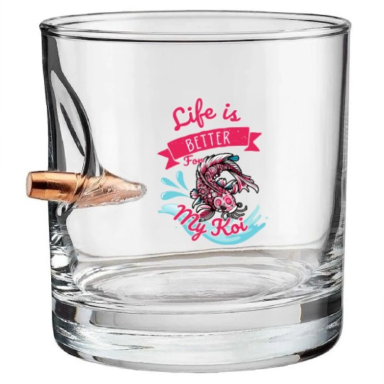 Koi fish swim gracefully Bullet Whiskey Glasses