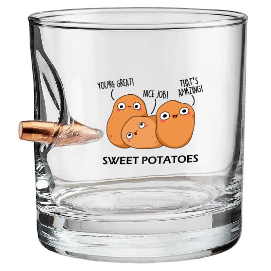 Sweet Potatoes Funny Vegetable Puns Bullet Whiskey Glasses