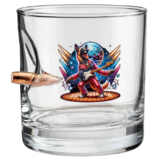 Disco Belgian Malinois dog Bullet Whiskey Glasses