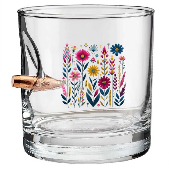 Wildflower Vintage Summer Premium Bullet Whiskey Glasses