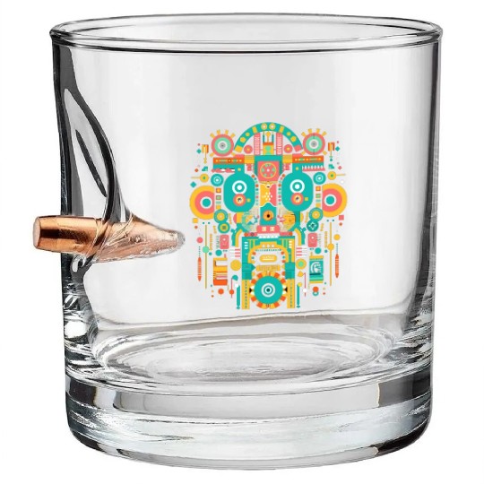 Maya God Mayan Mythology Itzamna Mask Art Bullet Whiskey Glasses