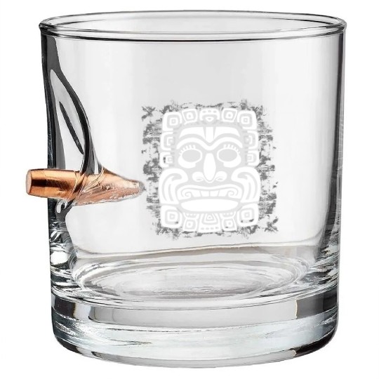 Maya God Mayan Mythology Kauil Mask Bullet Whiskey Glasses