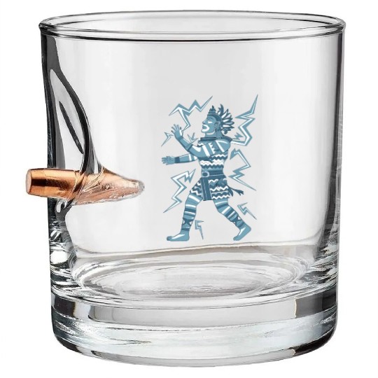 Maya God Mayan Mythology Kauil Lightning Warrior Bullet Whiskey Glasses