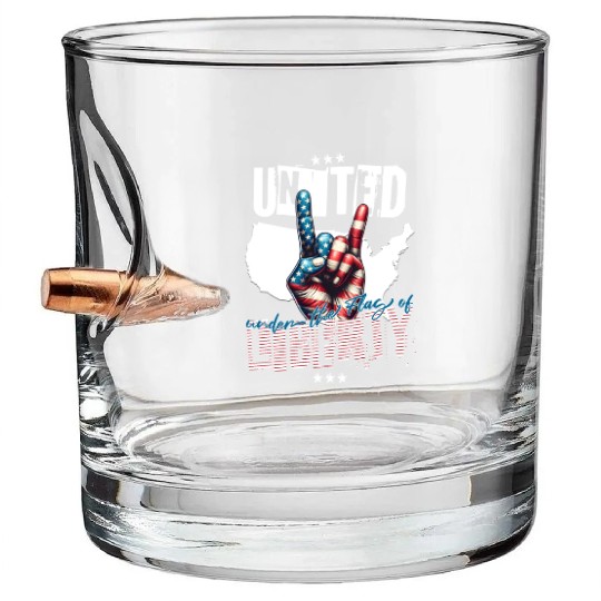UNITED UNDER THE FLAG OF LIBERTY Bullet Whiskey Glasses