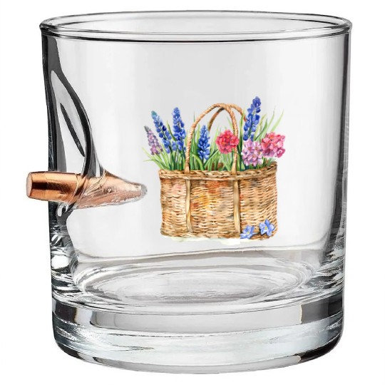 "Floral Radiance" Transparent Watercolor Painting Bullet Whiskey Glasses