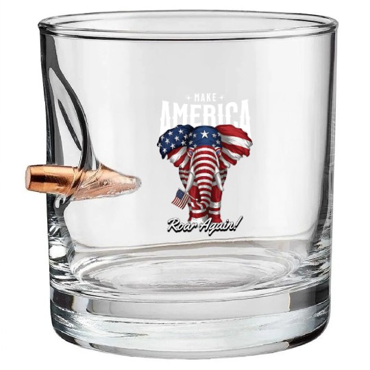 Republican Make America Roar Again Election 2024 Bullet Whiskey Glasses