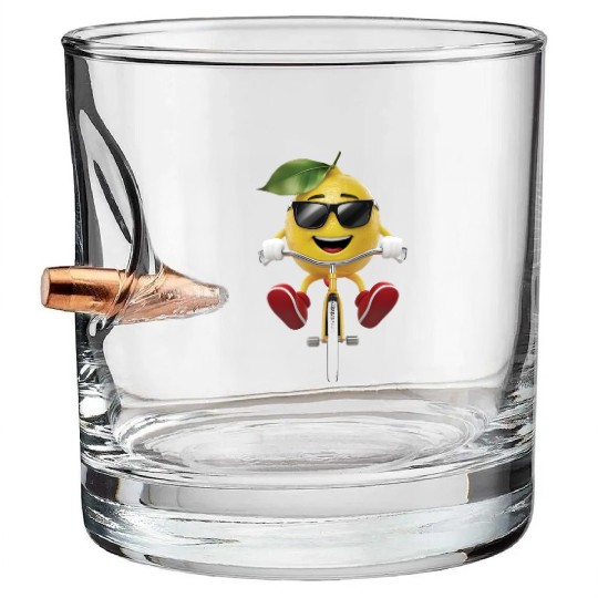 Lemon Cycling On Bike Realistic Bullet Whiskey Glasses