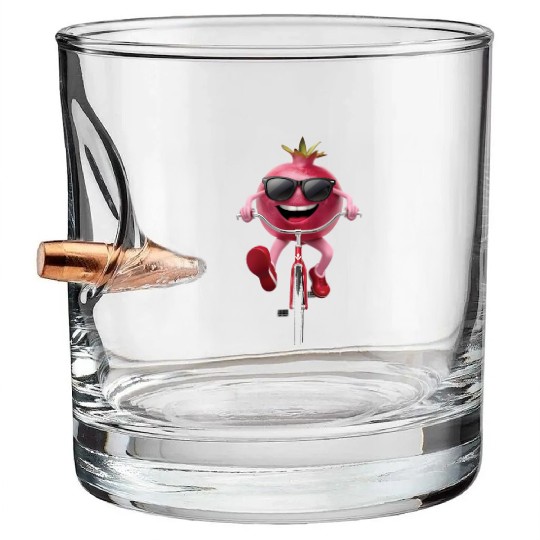 Pomegranate Cycling On Bike Realistic Bullet Whiskey Glasses
