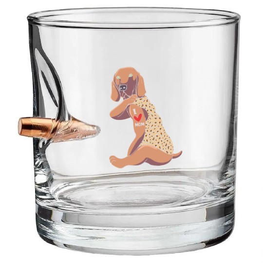 Weimaraner Mom Tattoo Dog I Love Mom Dog Bullet Whiskey Glasses