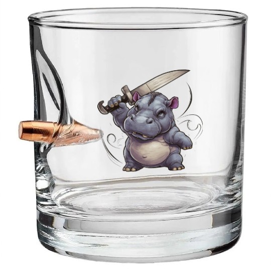 Hippo With a Sword Bullet Whiskey Glasses