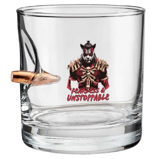 Maya God Ancient Goddess Buluc Chabtan Fearless & Bullet Whiskey Glasses