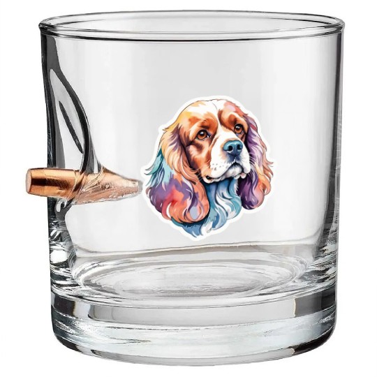American Cocker Spaniel Watercolor Bullet Whiskey Glasses
