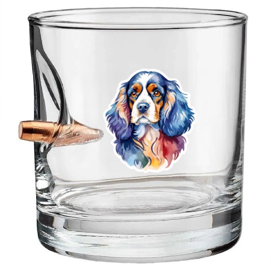 American Cocker Spaniel Watercolor Bullet Whiskey Glasses