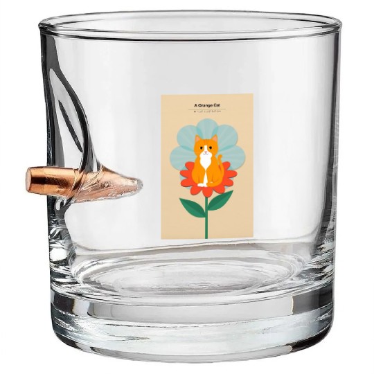 A orange cat sitting in a flower- Bullet Whiskey Glasses
