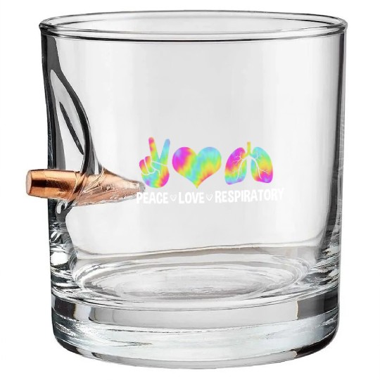 Respiratory Therapist Peace Love Respiratory Bullet Whiskey Glasses