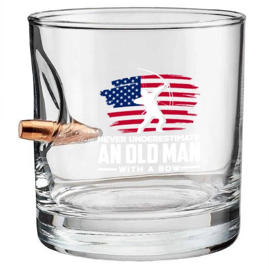 Old Man With A Bow Archery Bullet Whiskey Glasses