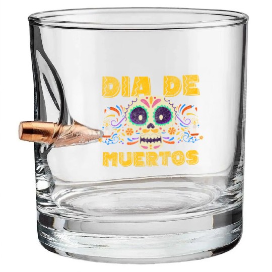 Mexico Festival Of The Dead Skeleton Commemoration Bullet Whiskey Glasses