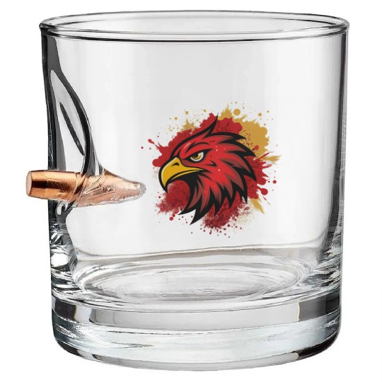 A captivating illustration of the head of an eagle Bullet Whiskey Glasses