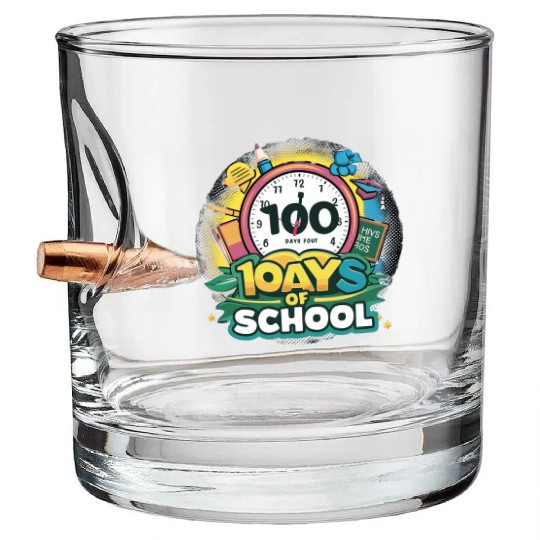 100 Days of School Bullet Whiskey Glasses Design