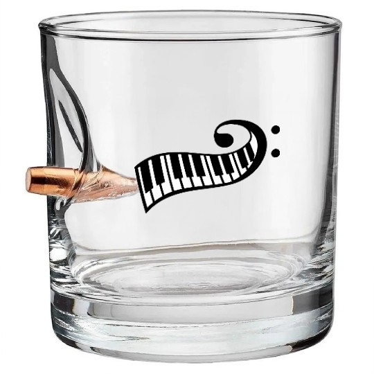 Keyboard Music Bass Note Piano Keys Party Design Bullet Whiskey Glasses