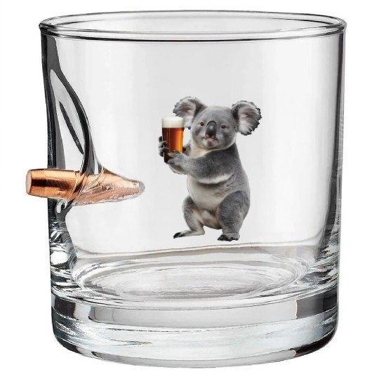 Koala Drinking Beer Realistic Bullet Whiskey Glasses