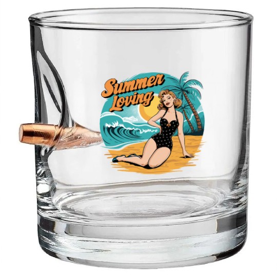 Retro Summer Loving Beach Vibes for a Beach Lover Bullet Whiskey Glasses