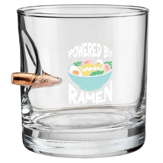 Powered By Ramen Anime Japanese Soup Cup Noodle Bullet Whiskey Glasses