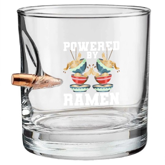 Powered By Ramen Anime Japanese Soup Cup Noodle Bullet Whiskey Glasses