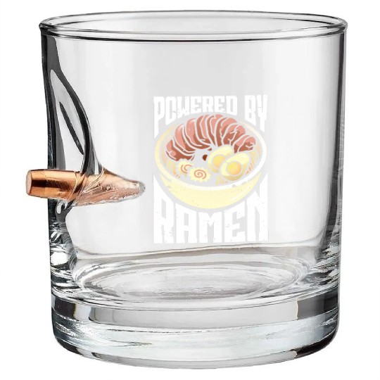 Powered By Ramen Anime Japanese Soup Cup Noodle Bullet Whiskey Glasses