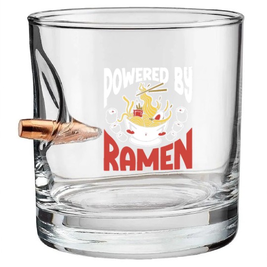 Powered By Ramen Anime Japanese Soup Cup Noodle Bullet Whiskey Glasses