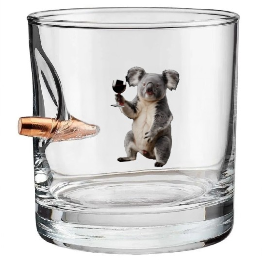 Koala Drinking Wine Realistic Bullet Whiskey Glasses