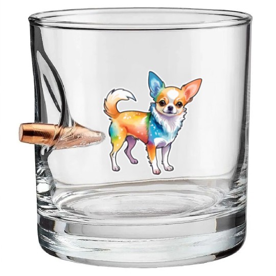 Chihuahua Watercolor Bullet Whiskey Glasses