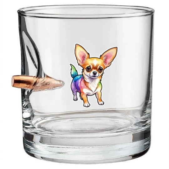 Chihuahua Watercolor Bullet Whiskey Glasses
